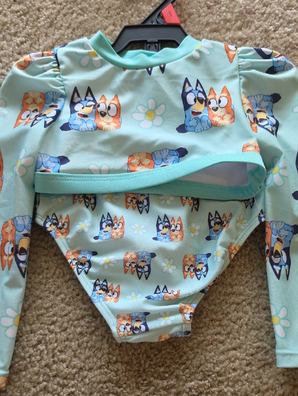 Bluey Toddler Girls' Long Sleeve Rash Guard Swim Set Size 2T